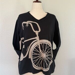 Marushka Black Bicycle Graphic Tee | Artsy V-Neck Made in USA